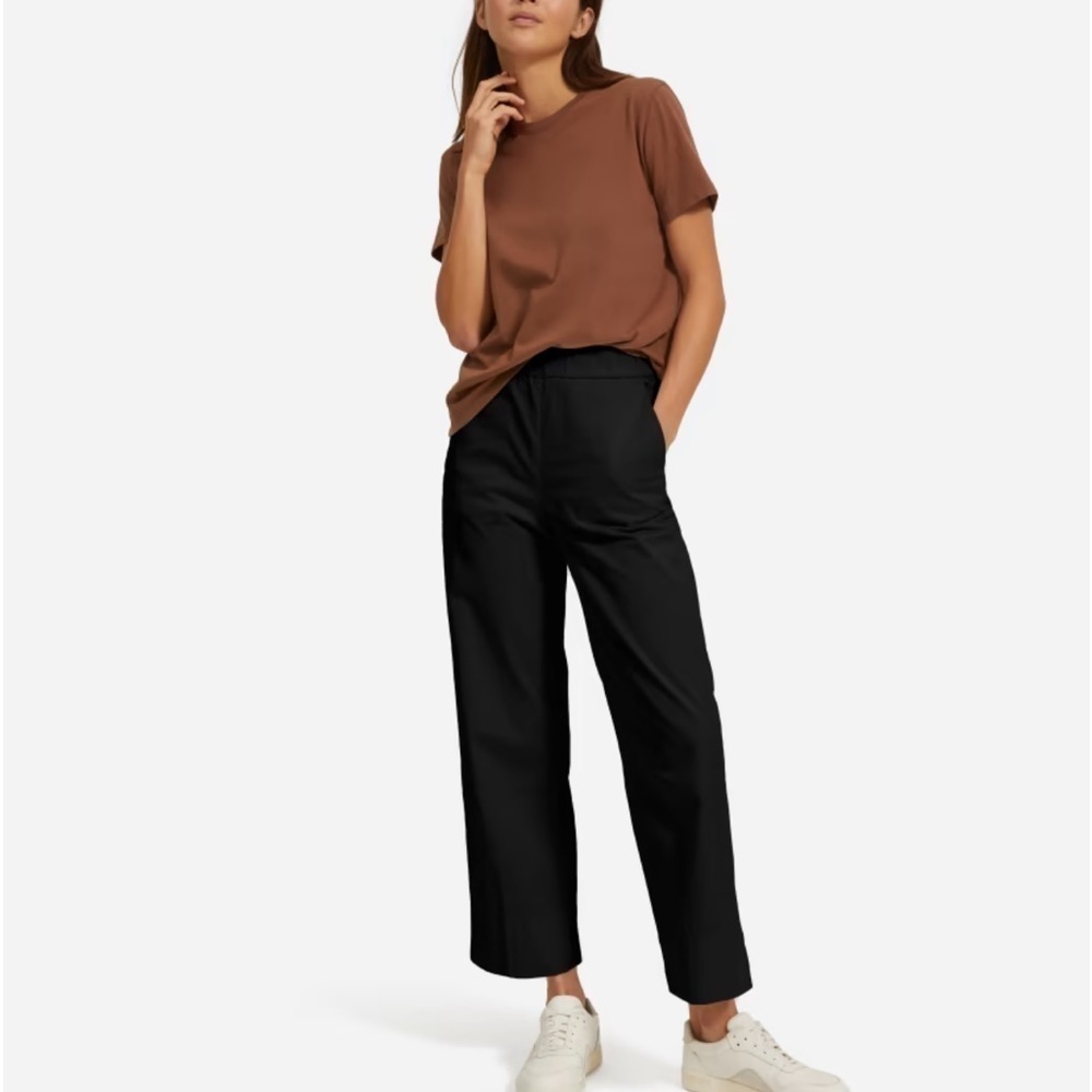 NEW EVERLANE The Easy Pant in Black Pull‎ On Elastic Waist Organic Cotton Size 0